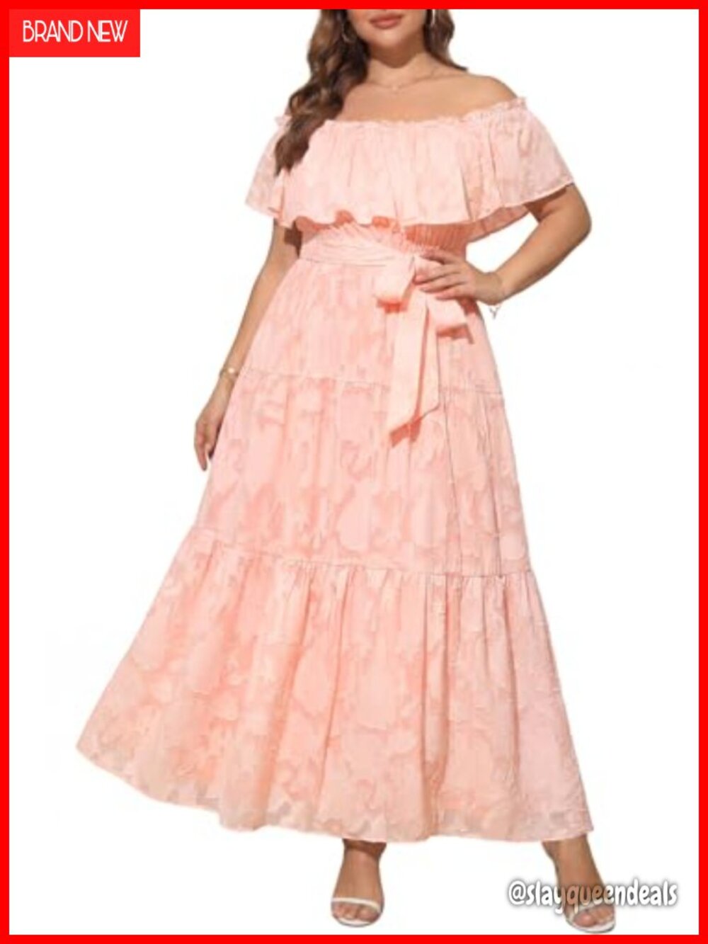 Plus Size Off Shoulder Floral Chiffon Maxi Dress